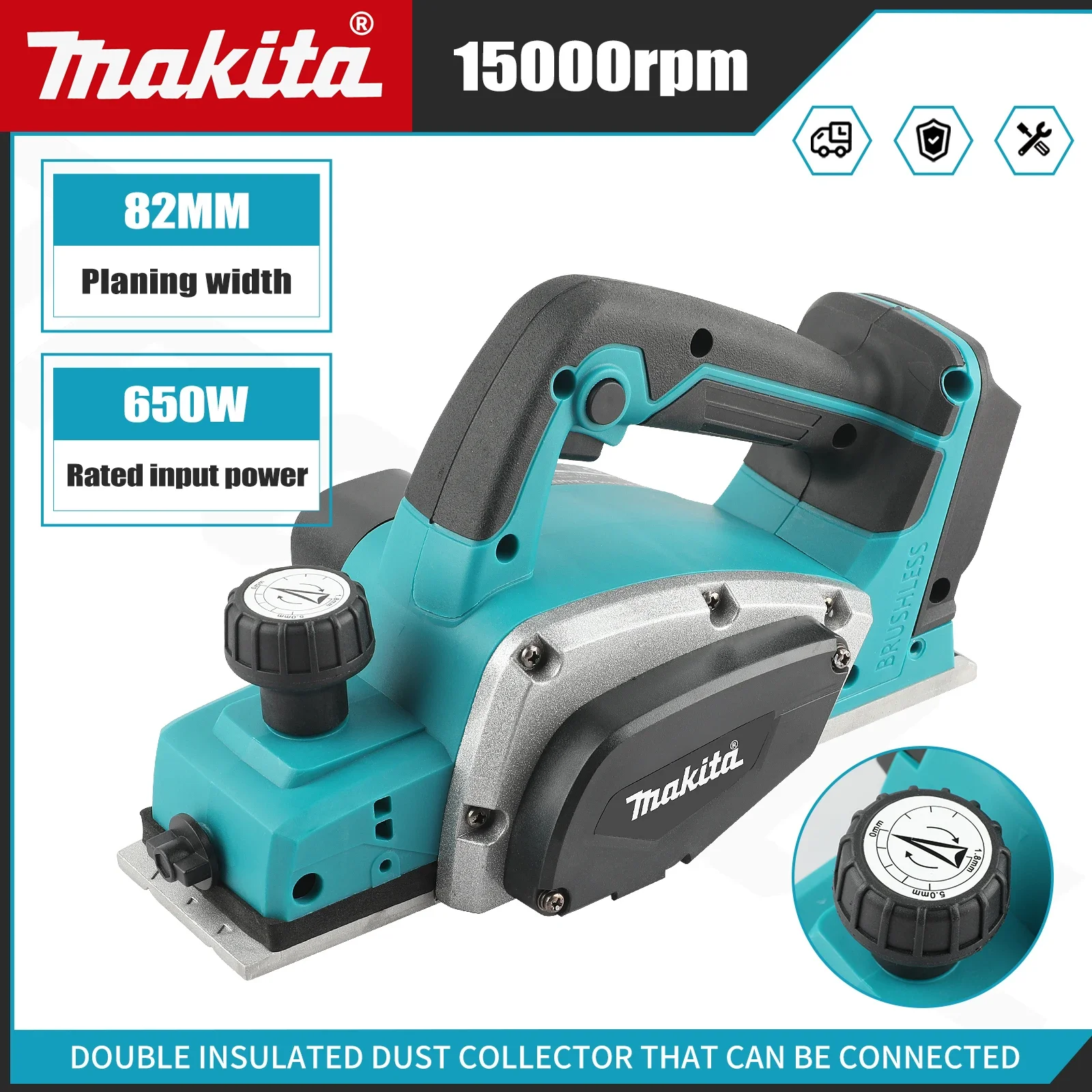 Planer Handheld Electric - DKP180 Bürstenloser, kabelloser, elektrischer Hobel, wiederaufladbares,