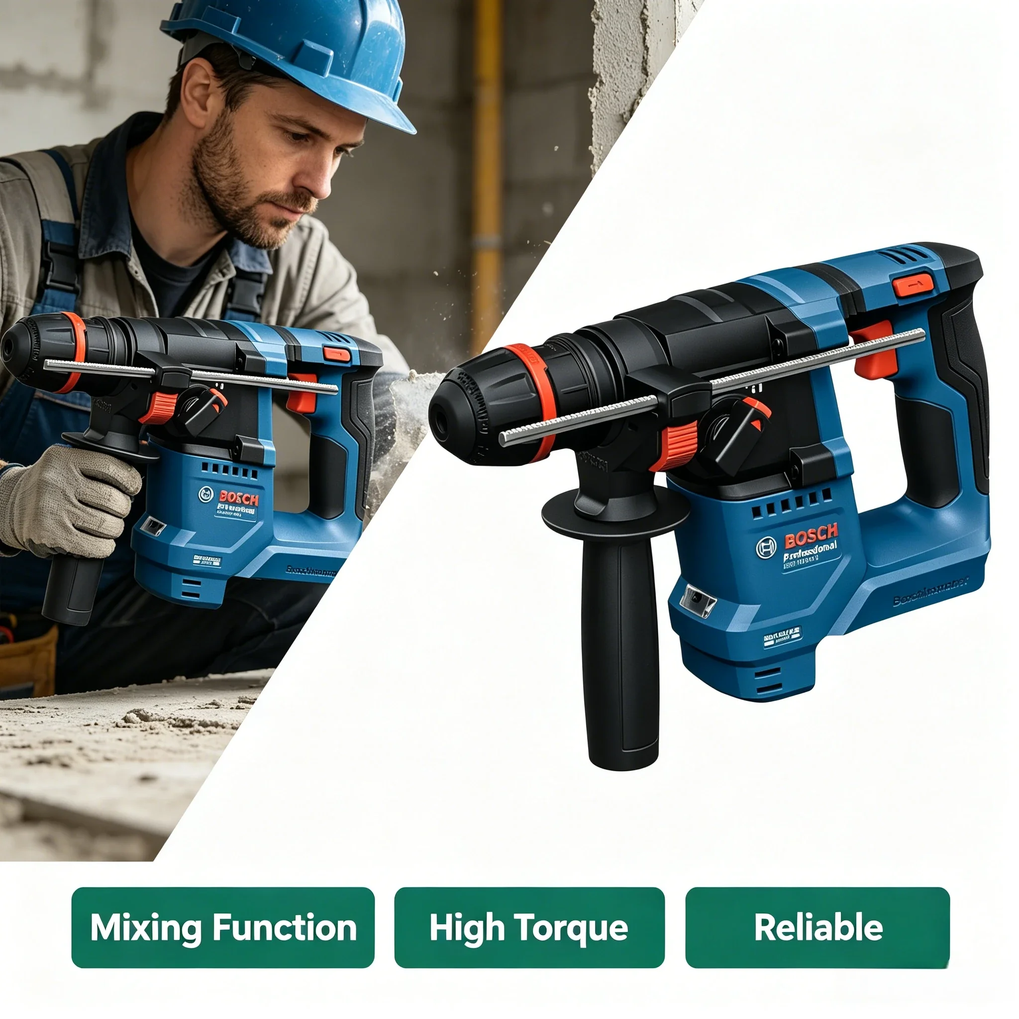 Power Tools Professional - BOSCH GBH 18V-18X 18V Bürstenloser Akku-Bohrhammer,